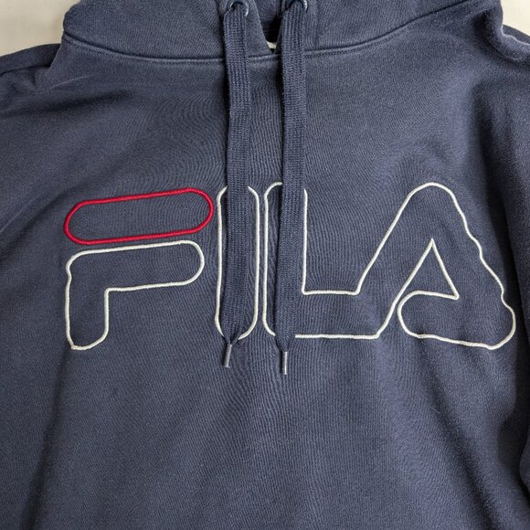 FILA Men's Classic Navy Pullover Hoodie with Drawstrings, Size Large - Picture 3 of 8